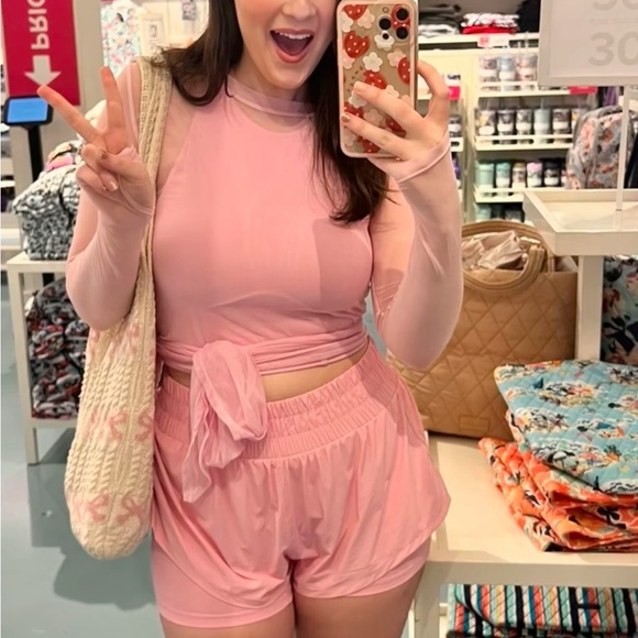 Popflex High Waisted Supershort™ - Bubblegum Size Medium Athletic Shorts - Picture 7 of 7